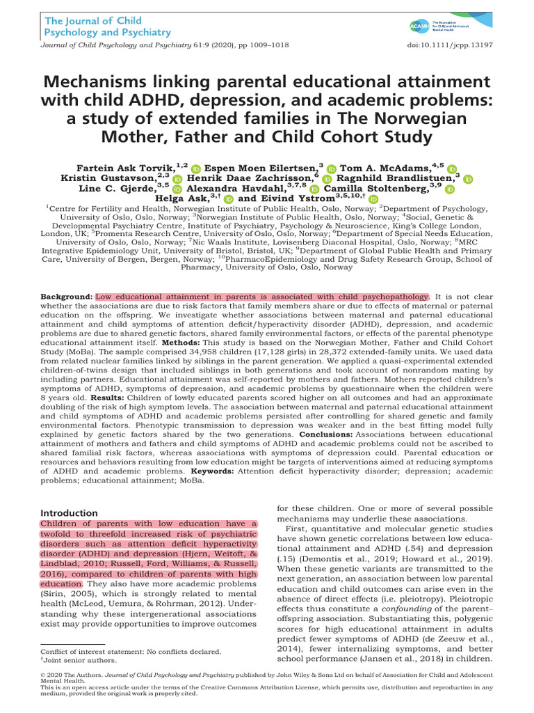 Parent Factors in Child Adhd | PDF | Attention Deficit Hyperactivity ...