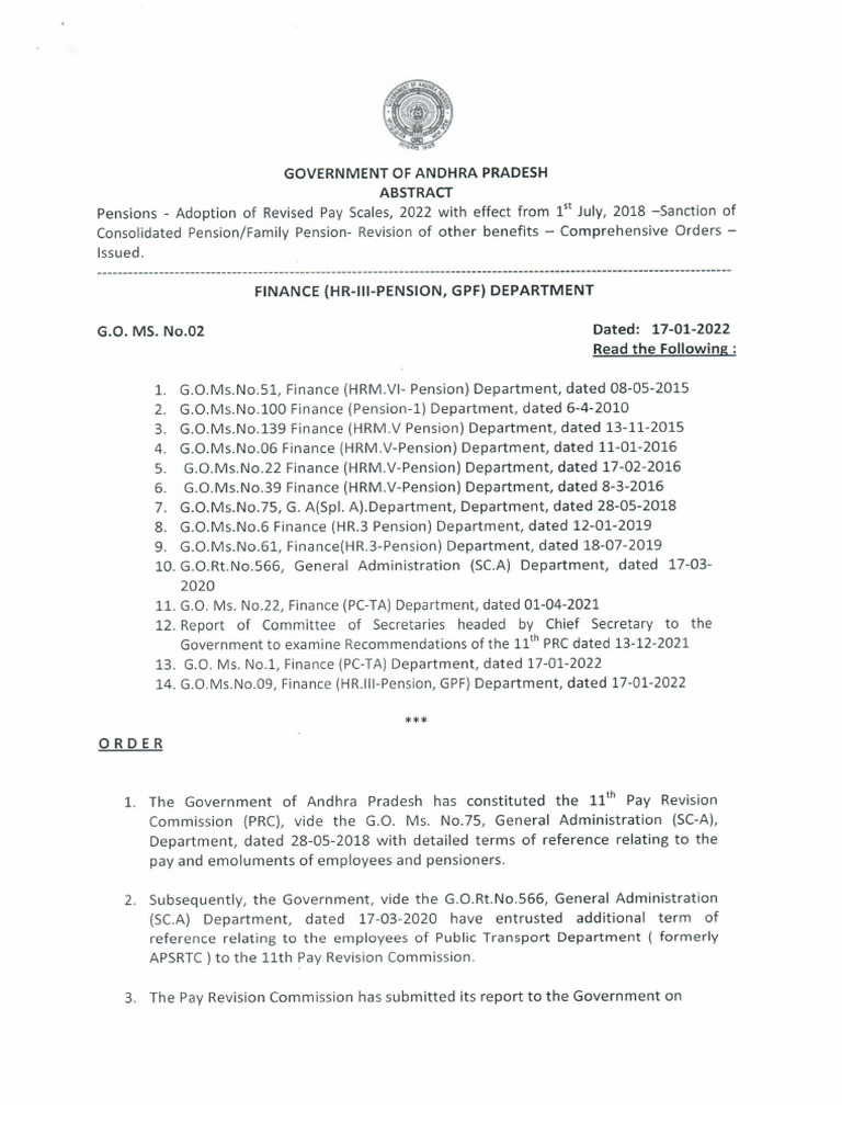 GO-MS-No.02-Dt.17.01.2022 Pension Rules 2022 RPS | PDF