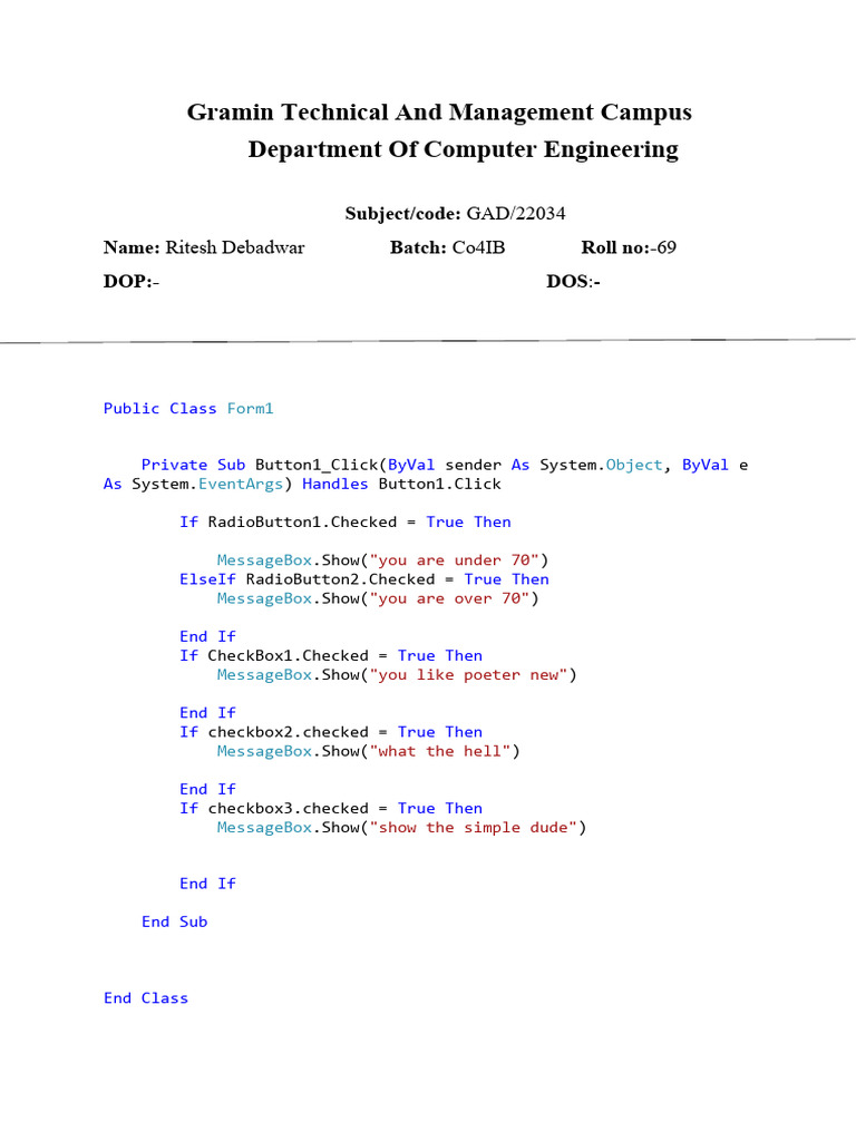 Visual Basic Form Handling Code | PDF