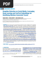 Deepfake Detection On Social Media Leveraging Deep Learning and FastText Embeddings For Identifying Machine-Generated Tweets