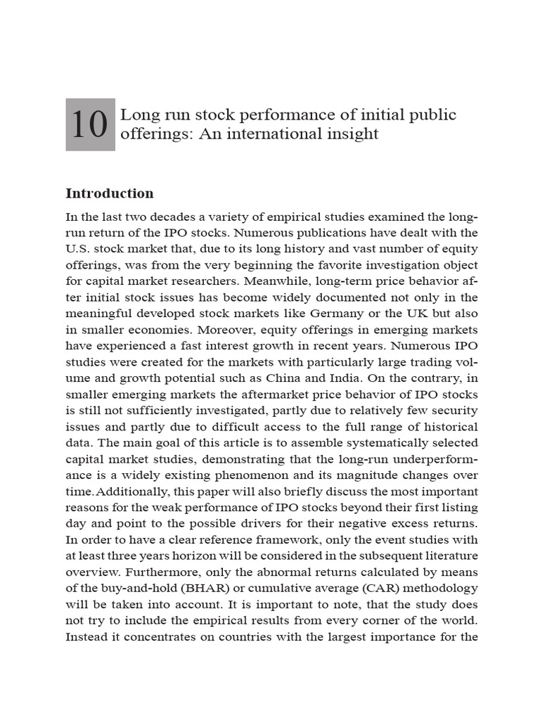 Long-Run IPO Performance Analysis | PDF | Initial Public Offering | Stocks