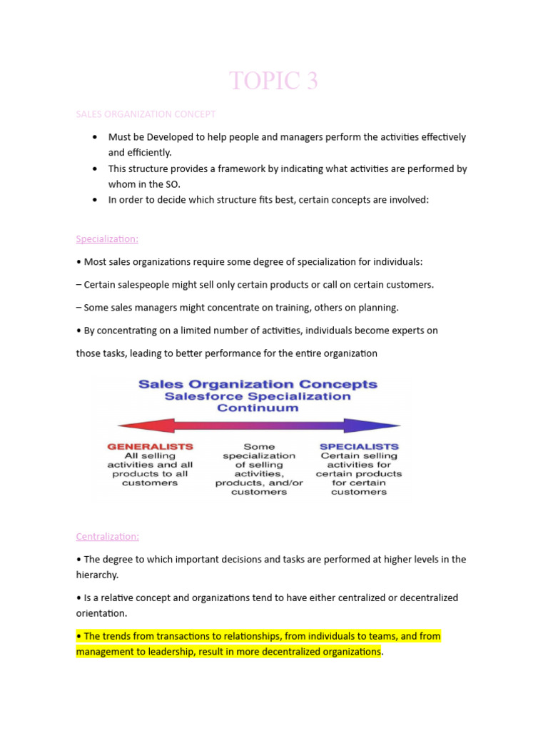 Topic 3 Sales Management | PDF | Sales | Leadership
