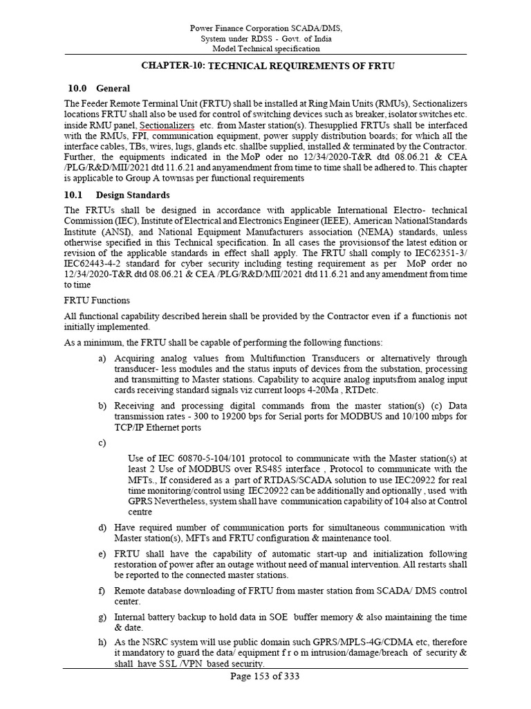 Chapter-10: Technical Requirements of Frtu General | PDF | Relay ...