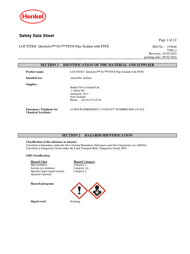 6P NZ EN safetyDataSheet Sds 8799831064580 0 1 | PDF