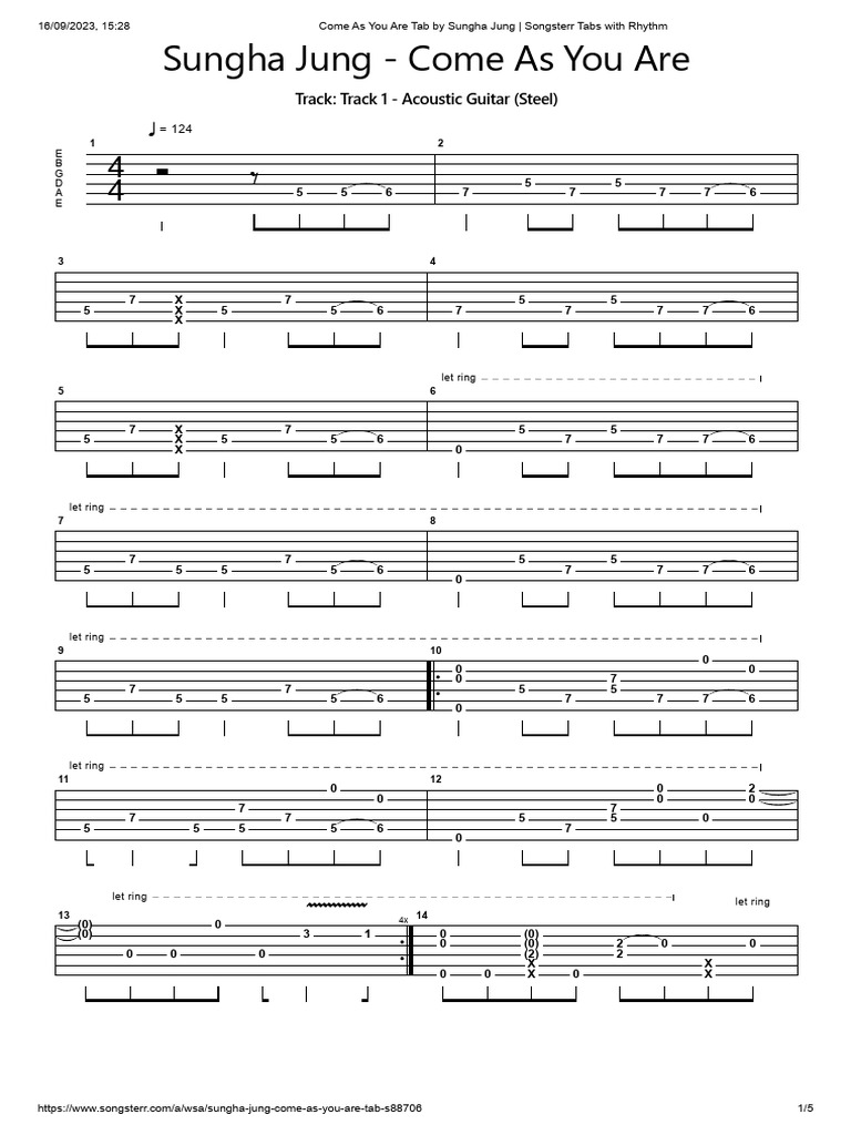 Come As You Are Tab by Sungha Jung PDF Musical Compositions Musical Instruments