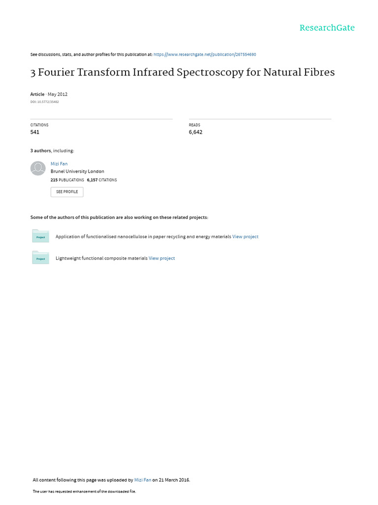 FTIR Analysis of Natural Fibres | PDF | Infrared Spectroscopy ...
