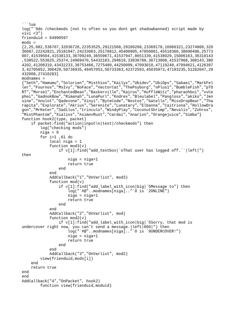 Mod Checker Script for Chat System | PDF | Computers | Technology ...
