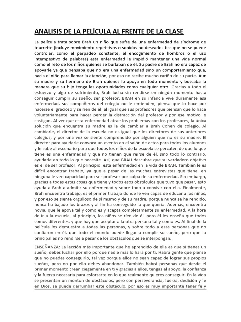 Analisis de La Película Al Frente de La Clase PDF