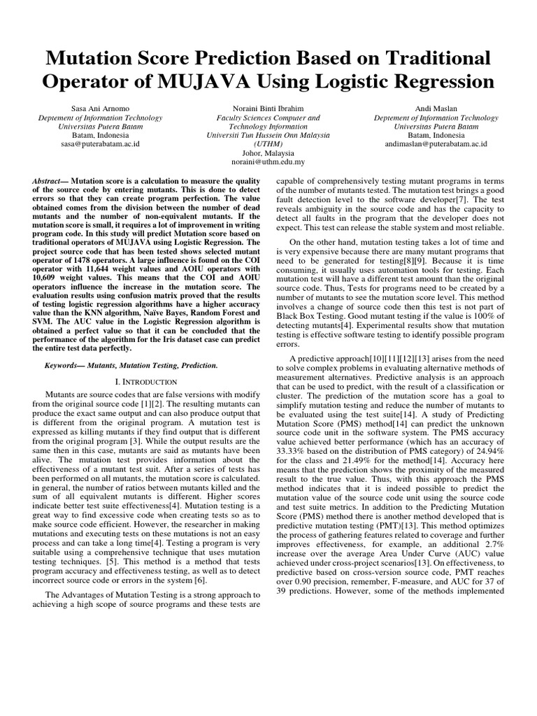 Predicting Mutation Scores with Logistic Regression | PDF | Accuracy ...