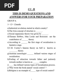Sociology Important Questions of 1st Semester
