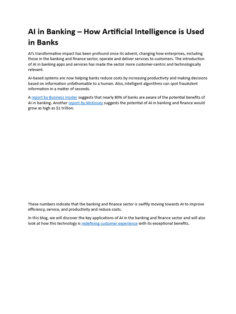AI Applications in Banking Services | PDF | Artificial Intelligence ...