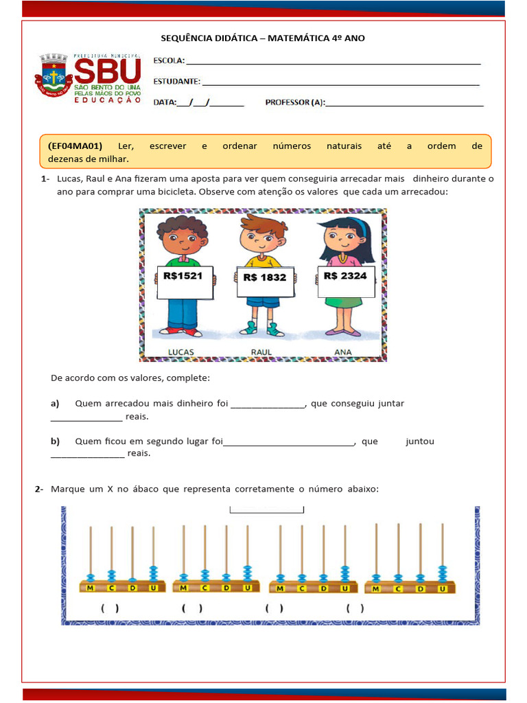 Desafios Matemáticos 4º Ano | PDF