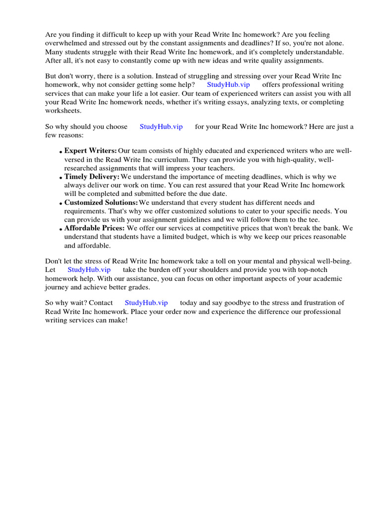 Read Write Inc Homework PDF Phonics