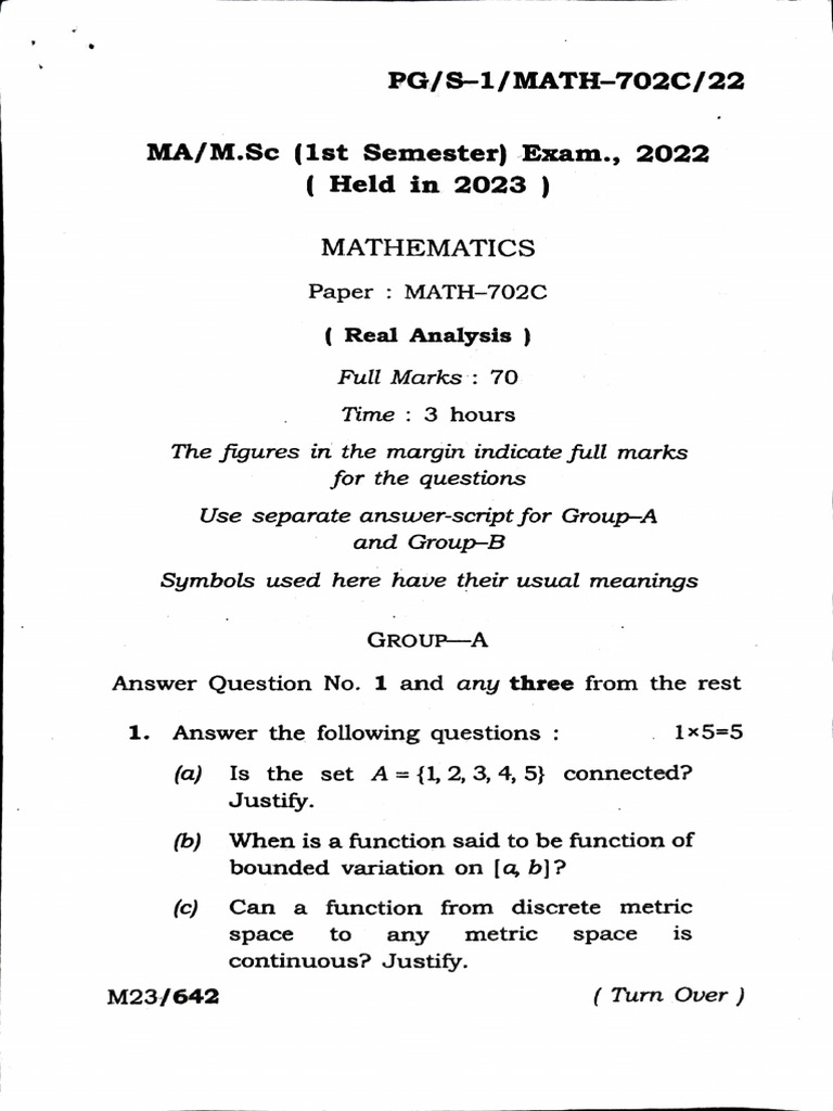 Real Analysis Test Pdf