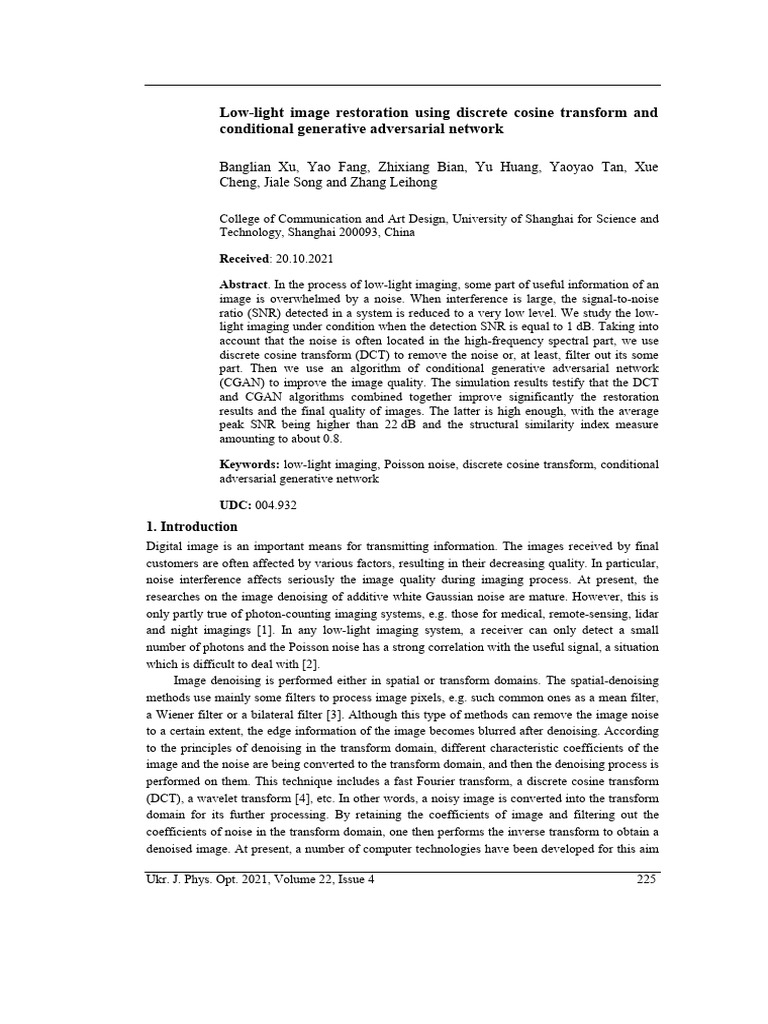 Similer CGAN DCT | PDF | Signal To Noise Ratio | Artificial Neural Network