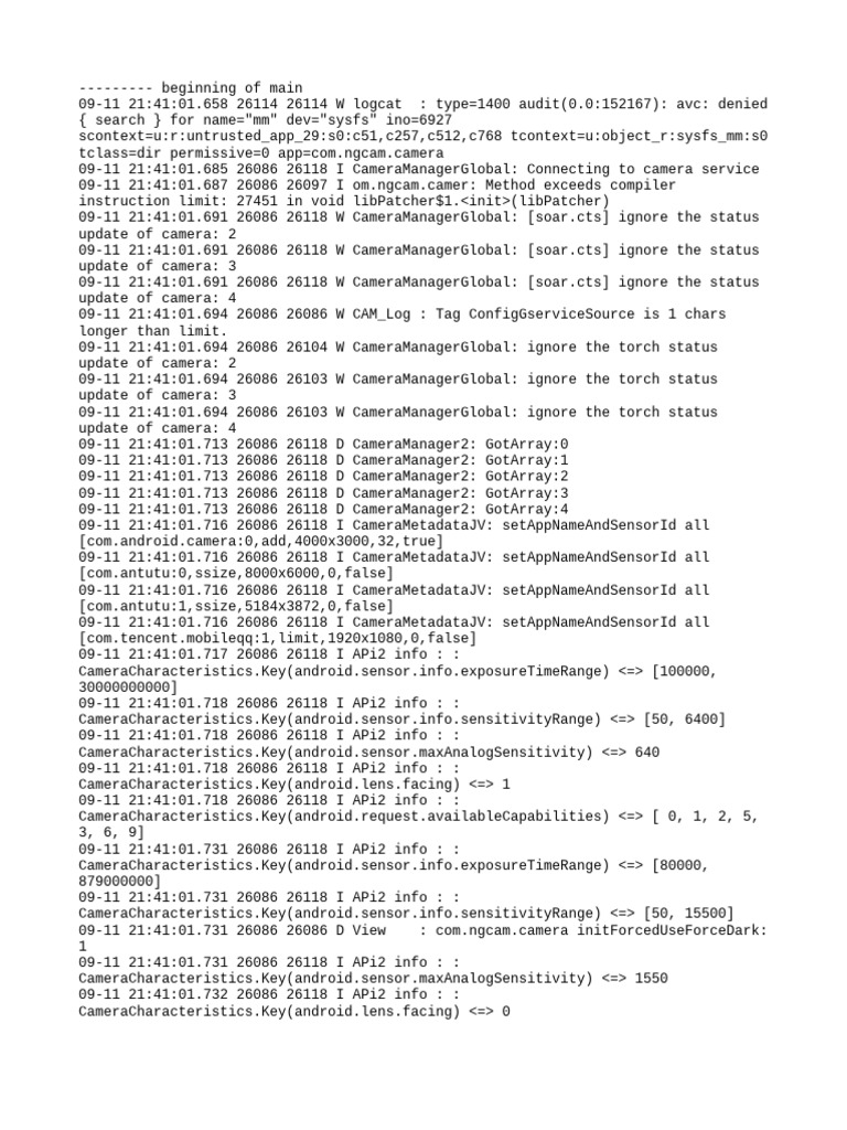 Camera Service Log Analysis | PDF | Software Engineering | Software