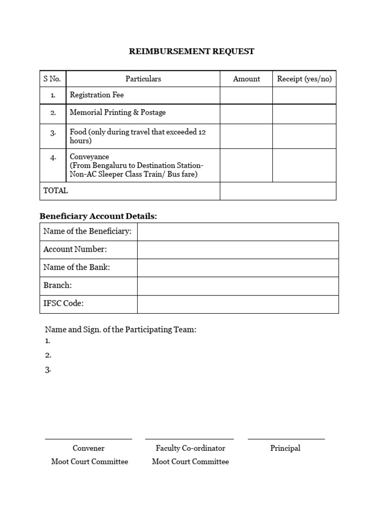 Reimbursement Request (Temporary) | PDF