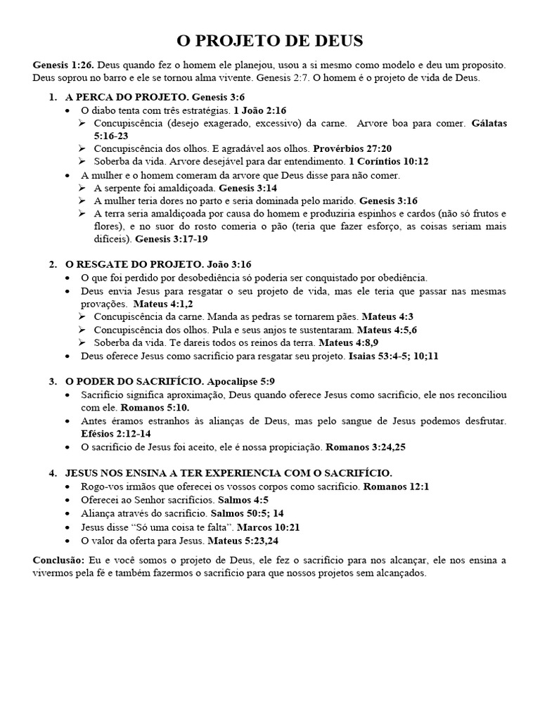 O Projeto De Deus Pdf Gênesis Livro Jesus