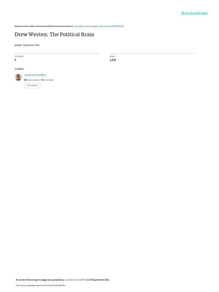 Renewal Jonathan Rutherford Drew Westen The Political Brain | PDF ...