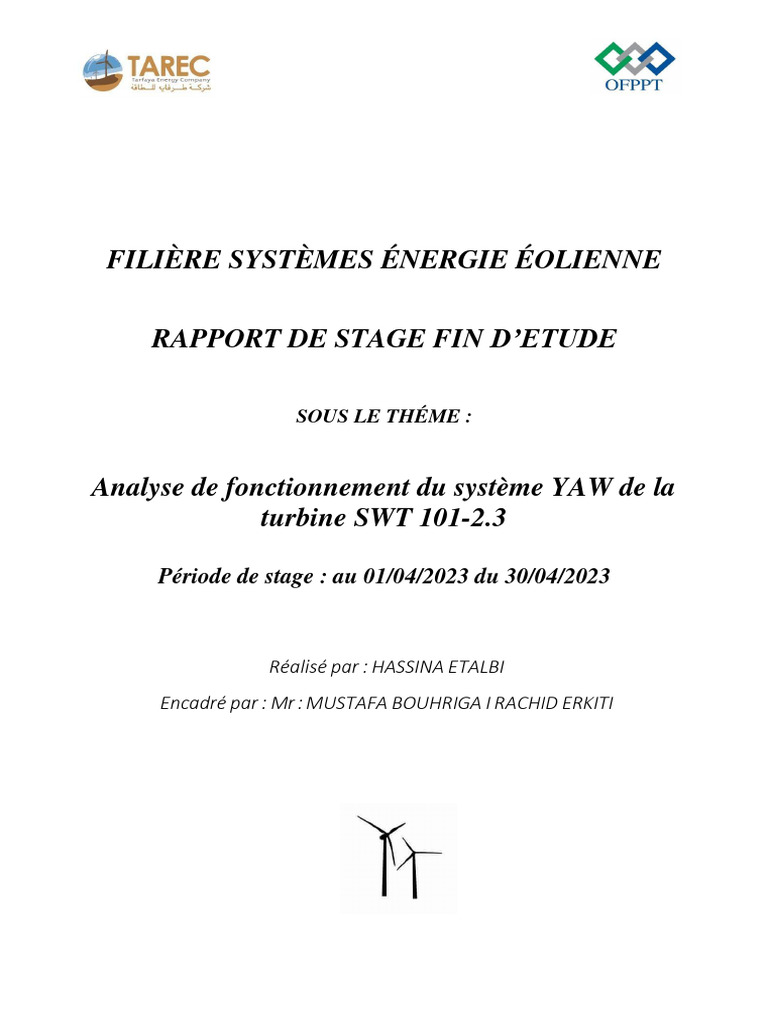Analyse du système YAW de la SWT 101-2.3 | PDF | Énergie éolienne | Plaie