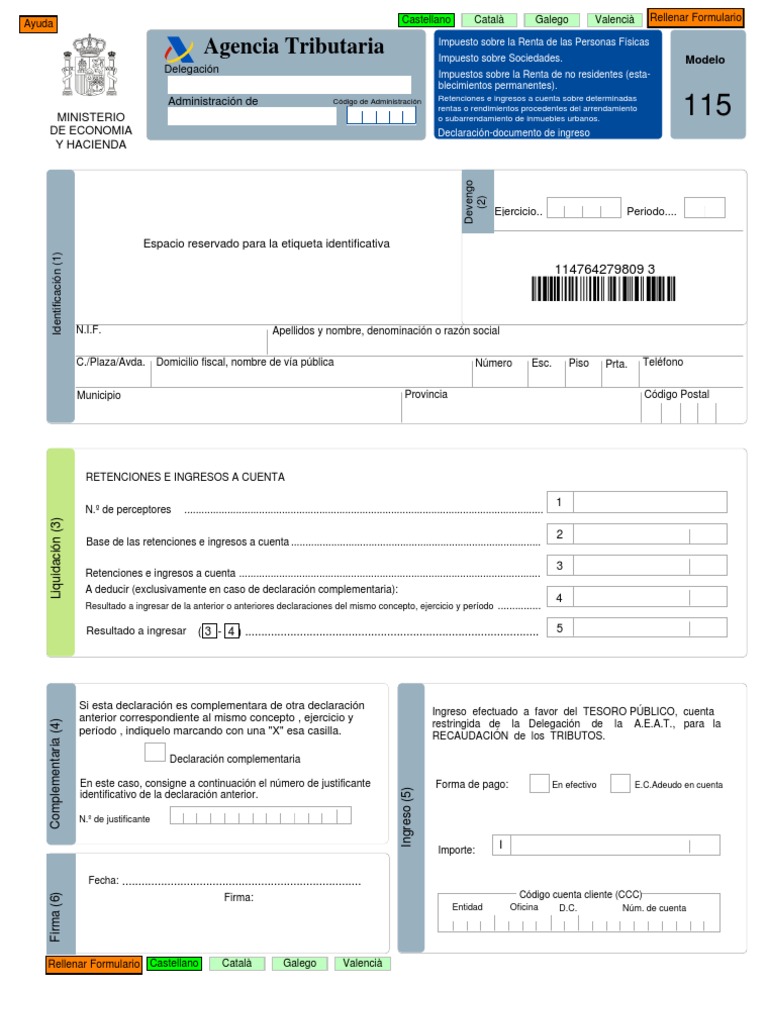 Modelo 115: Rellenar y Descargar PDF | PDF | Impuestos | Impuesto sobre ...