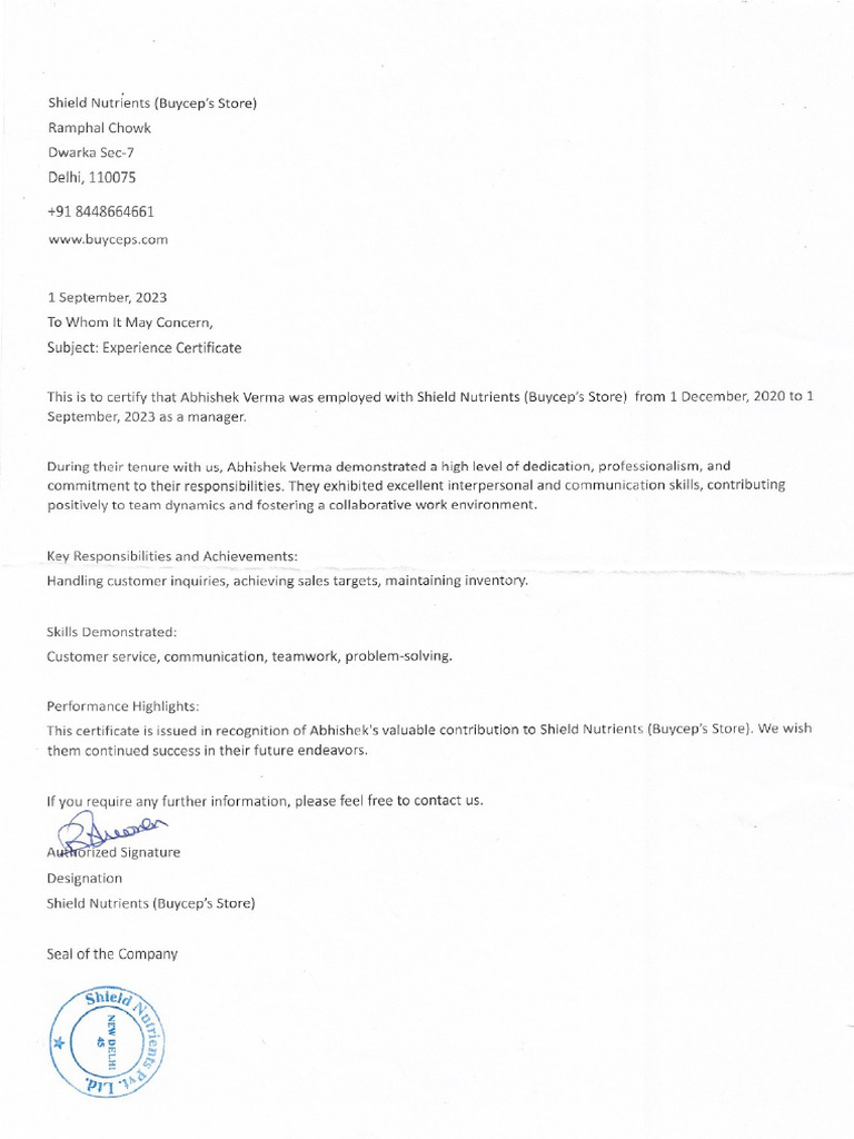 Experience Letter Pdf Pdf