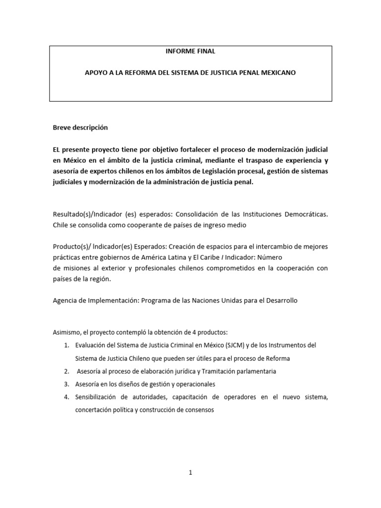 Reforma del Sistema de Justicia Penal en México | PDF | México | Chile