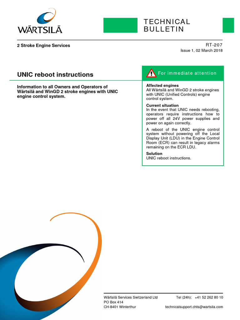 UNIC Reboot Instructions for Wärtsilä Engines | PDF | Fuse (Electrical)
