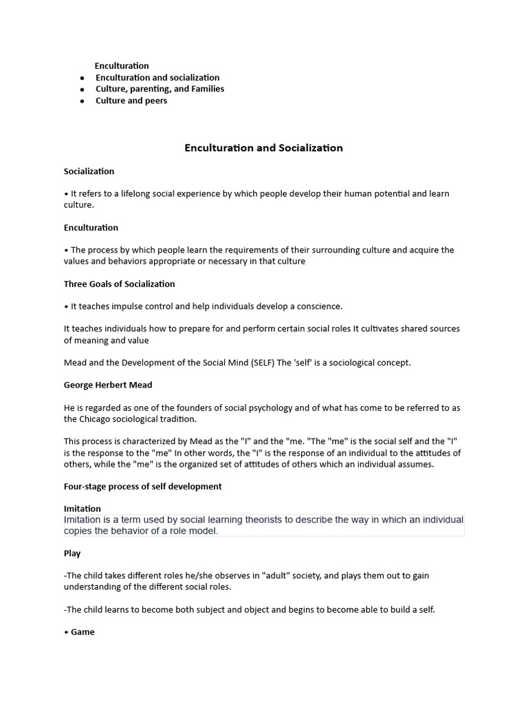 Enculturation and Socialization Insights | PDF | Socialization | Bullying