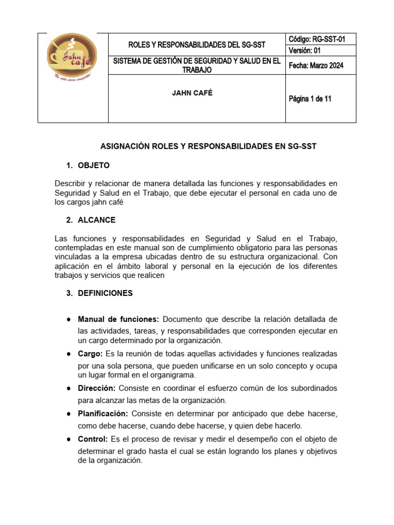 Roles en Seguridad y Salud Laboral | PDF | Valores | Business