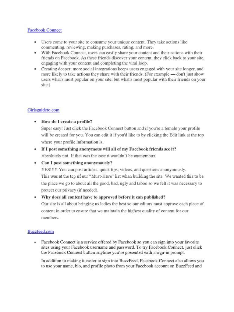 Facebook Connect | PDF | Facebook | User (Computing)