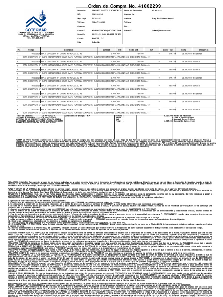 Orden de Compra No. 41062299 | PDF | Corrupción política | Multa (pena)