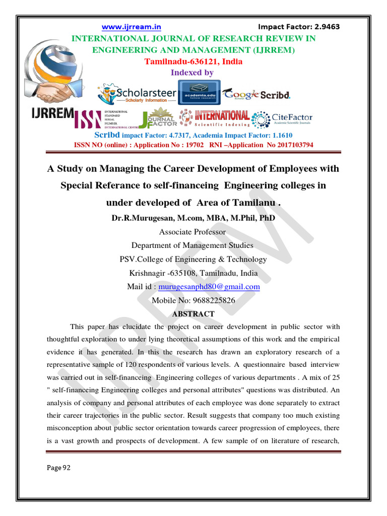 Career Development in Tamilnadu Colleges | PDF | Chi Squared ...