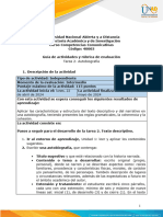 Guía de Actividades y Rúbrica de Evaluación - Unidad 1 - Tarea 2 - Autobiografía