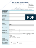 Application Form For Training Allowances (FCPS, MD, MS)