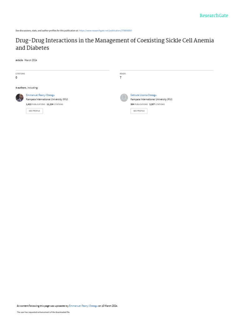Drug drug interactions in the management of coexisting sickle cell