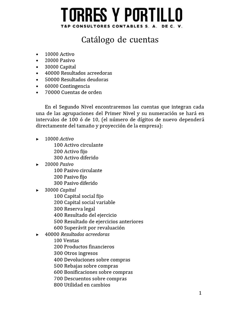 Catálogo Detallado de Cuentas Contables | PDF | Bancos | Interés