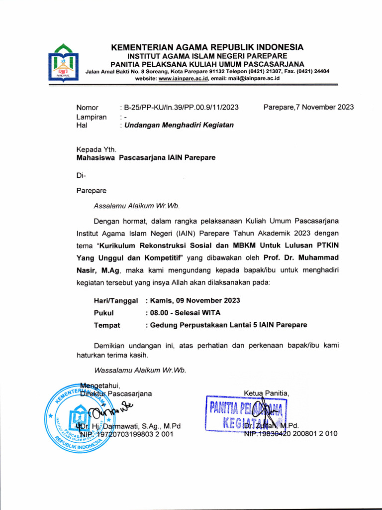 Undangan Kuliah Umum | PDF