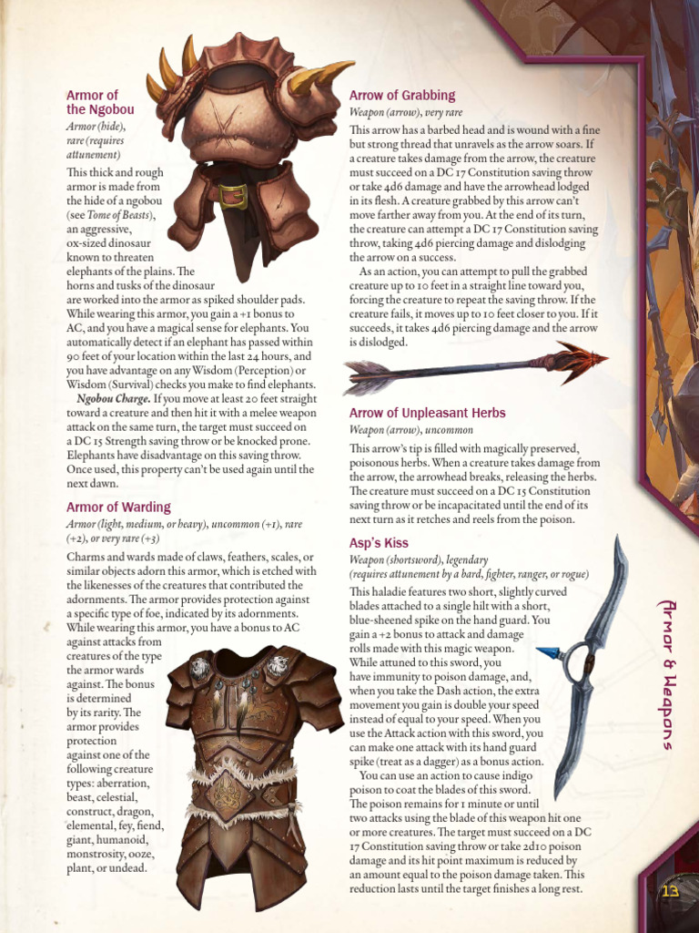 Magic Armor and Weapons Guide | PDF | Arrow | Sword