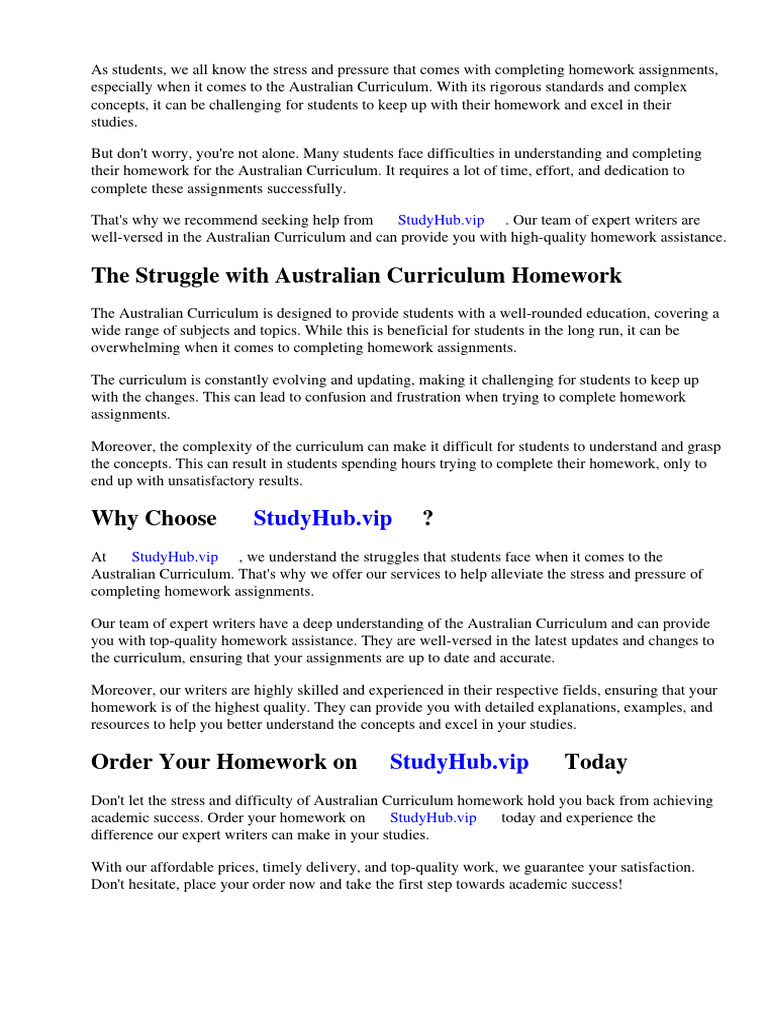 Australian Curriculum Homework | PDF | Safari (Web Browser) | Homework
