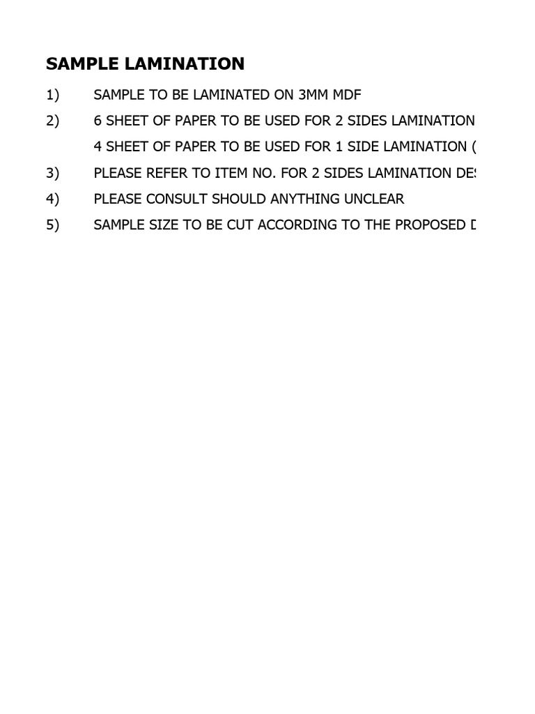 Lamination Sample Specifications Guide | PDF | Color | Artistic Techniques