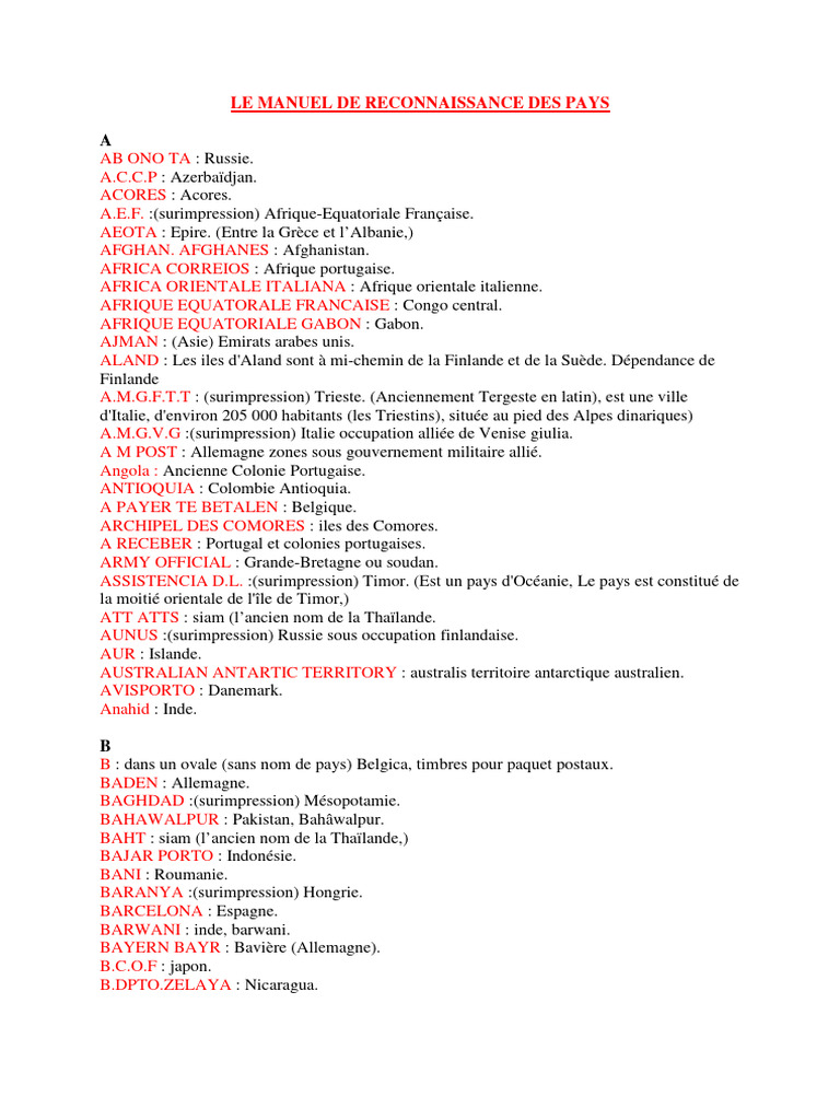Manuel de reconnaissance des pays | PDF