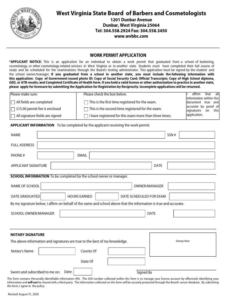 Work Permit Application | PDF | Social Security Number | General ...