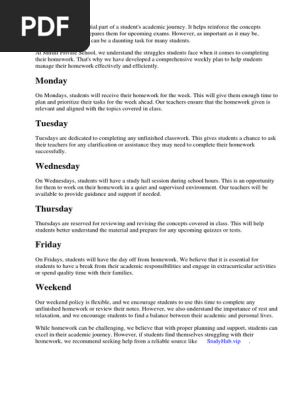 Mirdif Private School Homework Weekly Plan