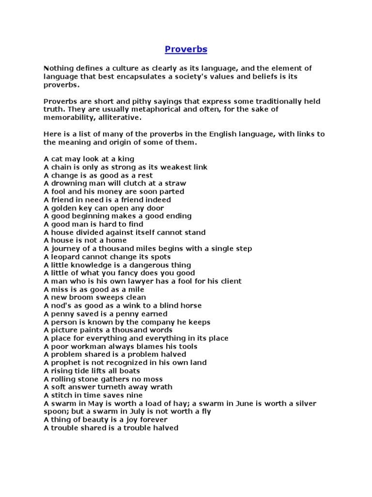 English Proverbs and Its Meaning | PDF