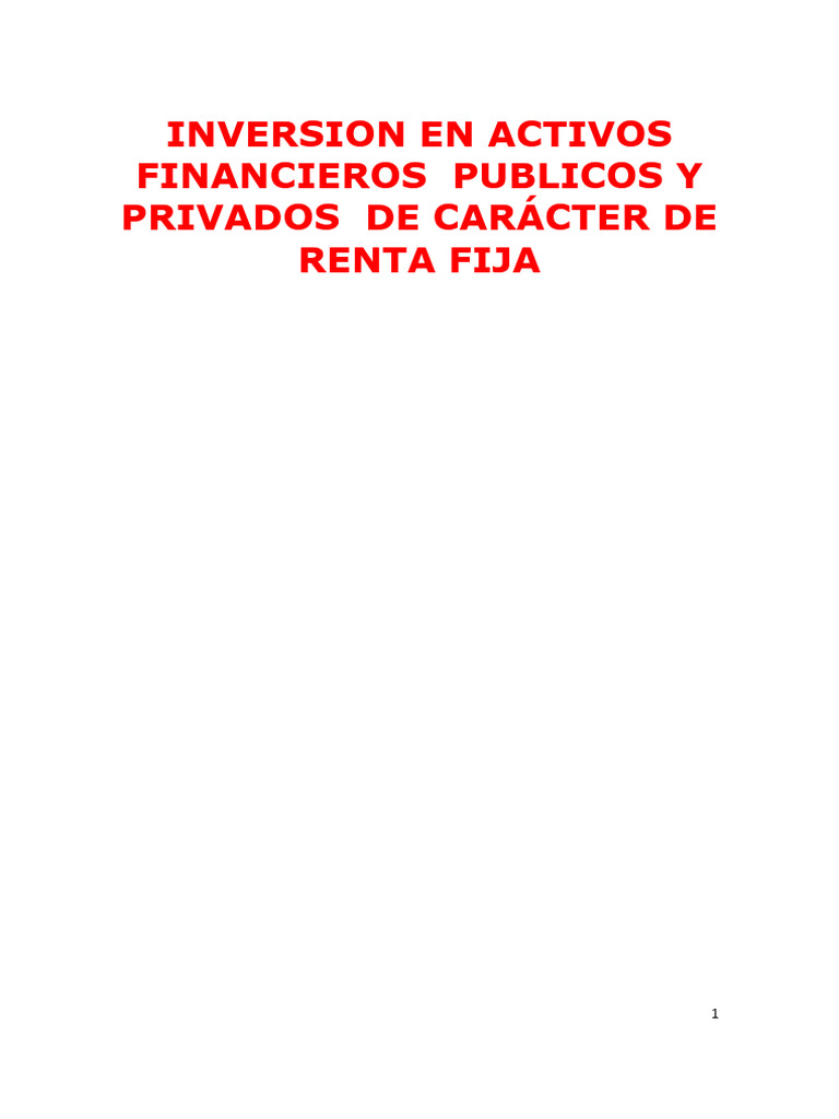 Inversión en Activos Financieros Renta Fija | PDF | Dividendo ...