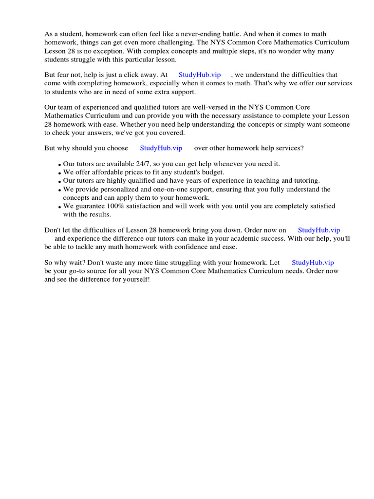 Nys Common Core Mathematics Curriculum Lesson 28 Homework | PDF ...