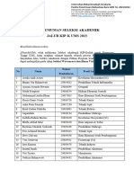 Pengumuman Seleksi Akademik Kipkums2023