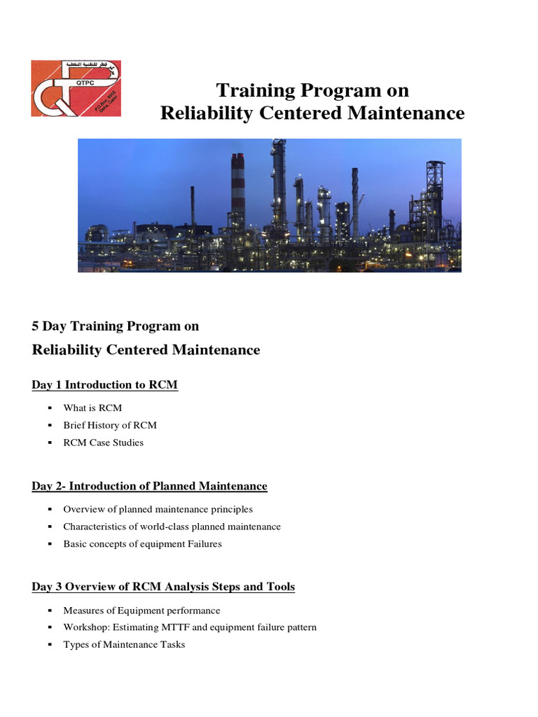 RCM Training Program Overview | PDF | Reliability Engineering | Systems ...