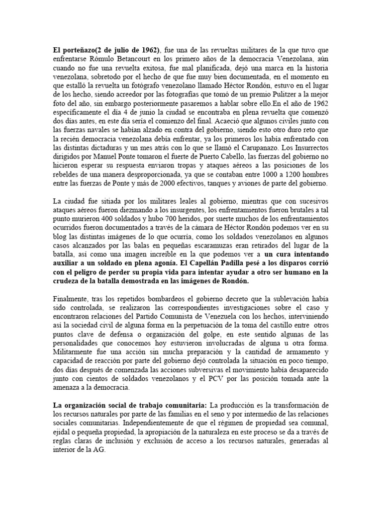 El porteñazo PDF Venezuela Militar